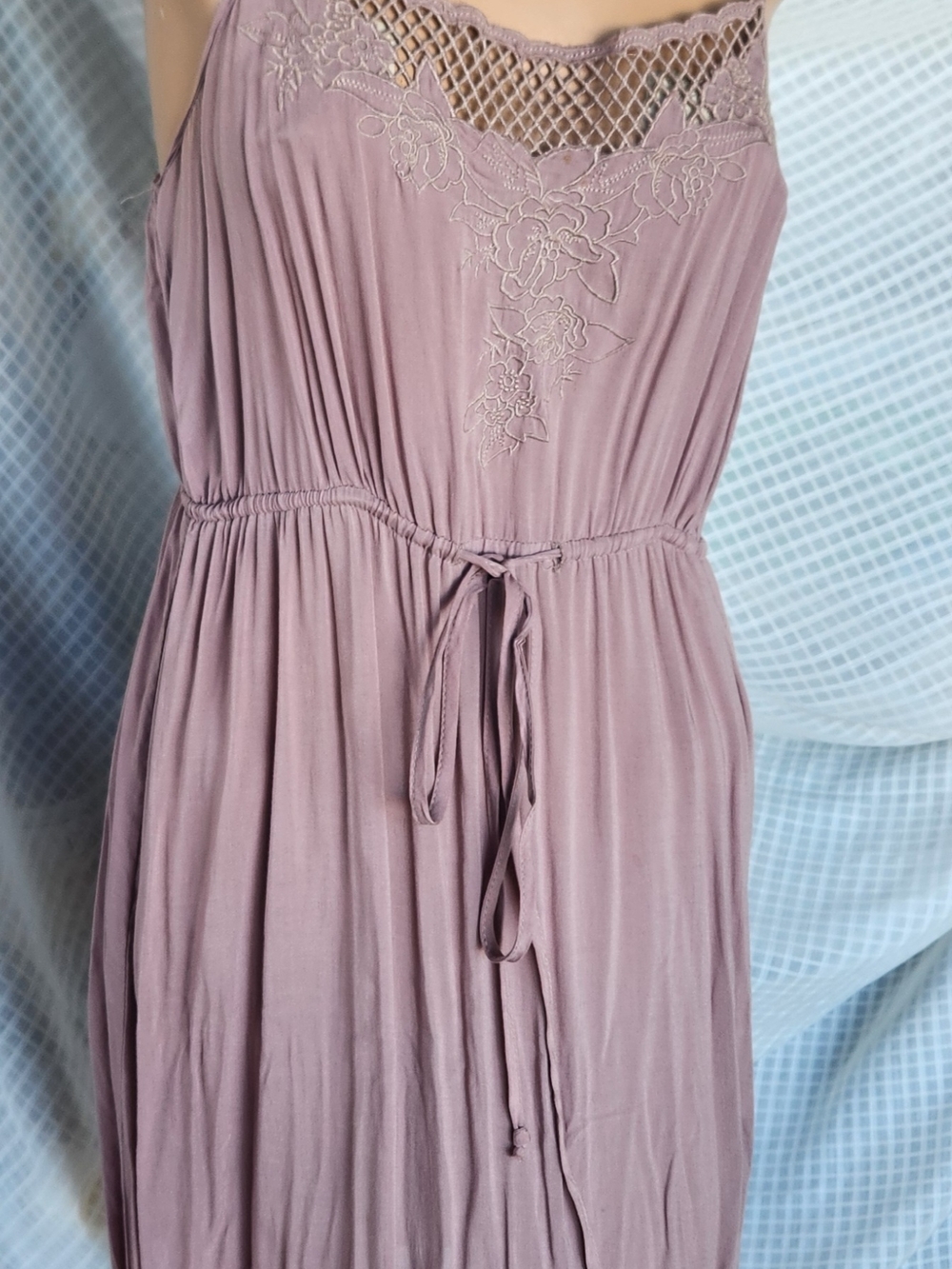 one clothing Mauve Lace-Trim Midi Dress